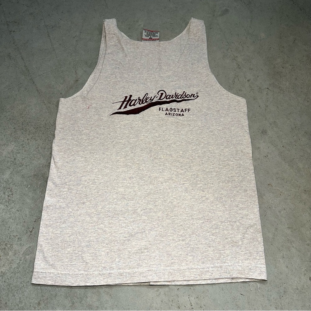 VINTAGE 90s Harley-Davidson Cream Tank Top for Men